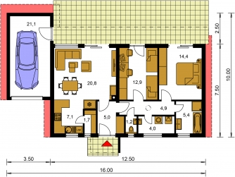 Grundriss des Erdgeschosses - BUNGALOW 206